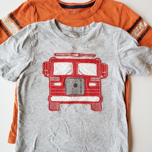 5T Carters T-shirts bundle fire truck and football - Picture 1 of 3